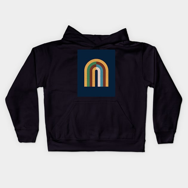 Colorblock rainbow - Mid century modern Kids Hoodie by moonlightprint